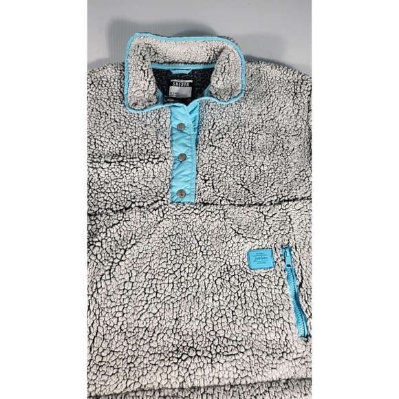 Justice Sherpa Pullover Cozy Quarter Snap Button Up Gray Blue Girls 12 - Picture 4 of 11